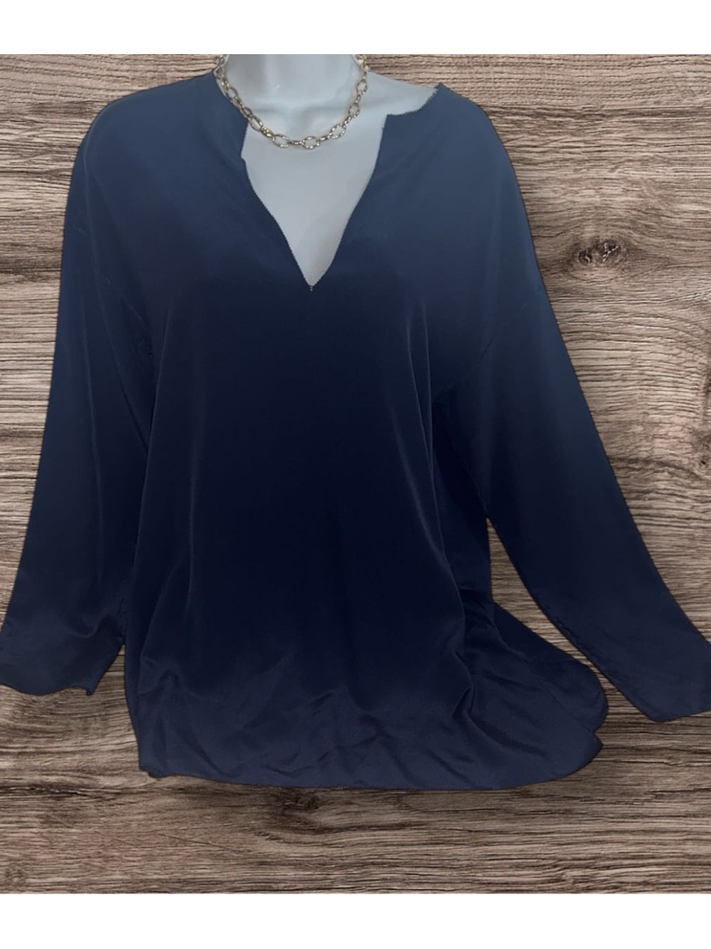 Vince Navy V-Notch Long Sleeve Tunic